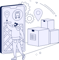 vector image with man and packages